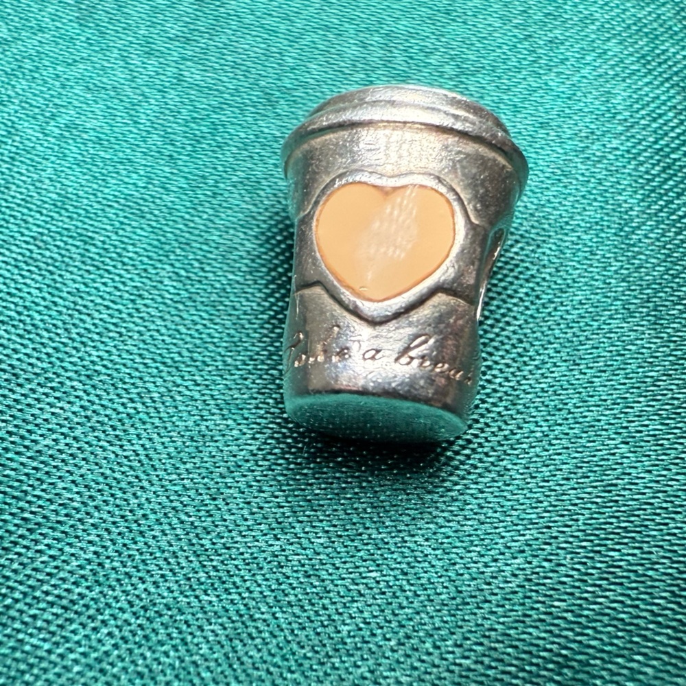 Pandora Silver and Cream Coffee Cup Charm